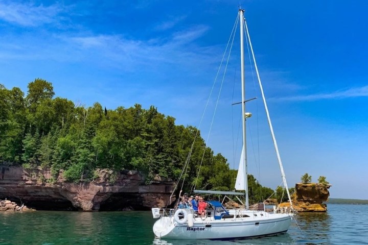 a small boat in a body of water